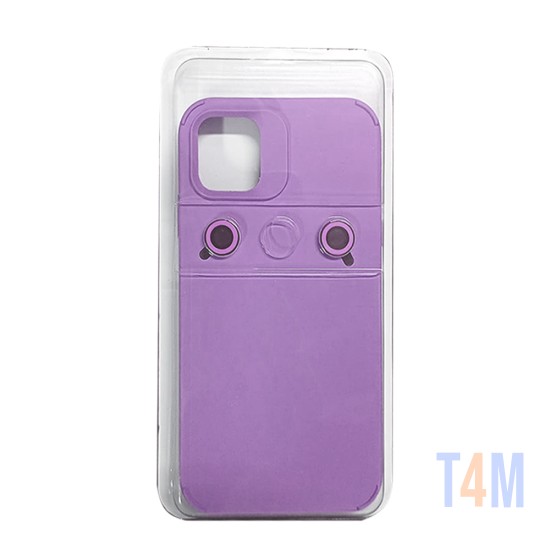 Capa de Silicone com Conjunto de Vidro de Câmera Separado para Apple iPhone 14 Roxo.